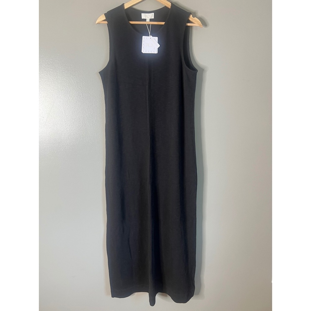 Le' AL.X organic cotton black maxi dress large quite Luxury minimalist chic - Picture 10 of 10